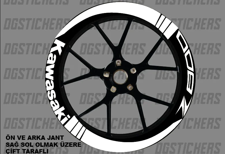 Kawasaki Z800 Standart Beyaz jant sticker seti