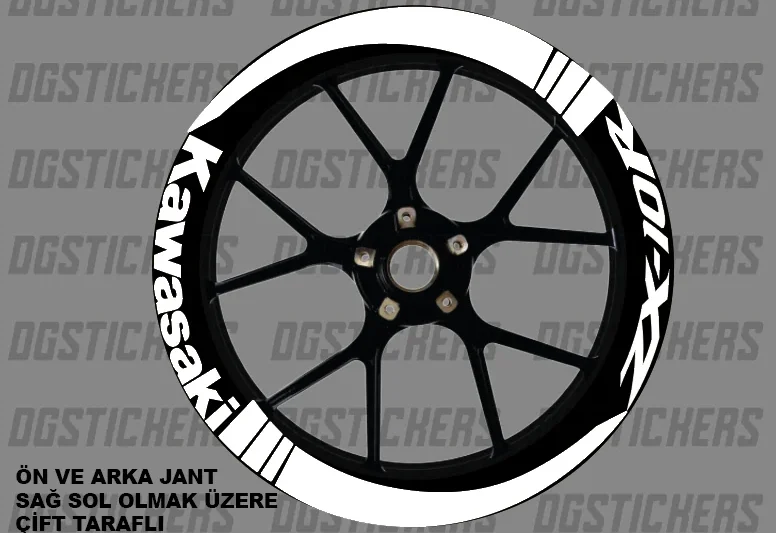 Kawasaki ZX-10R Standart Beyaz jant sticker seti