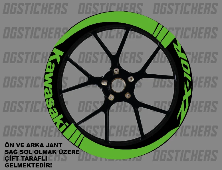 Kawasaki ZX-10R Standart Yeşil jant sticker seti detay görseli 3