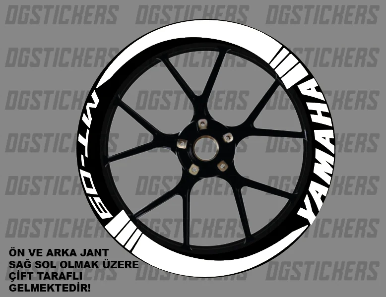 Yamaha MT-09 Standart Beyaz jant sticker seti