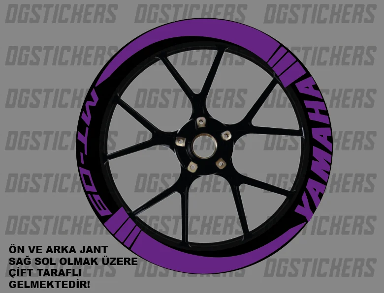 Yamaha MT-09 Standart Mor jant sticker seti detay görseli 9