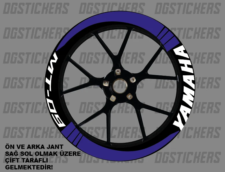 Yamaha MT-09 Standart Raceblue-Beyaz jant sticker seti detay görseli 12