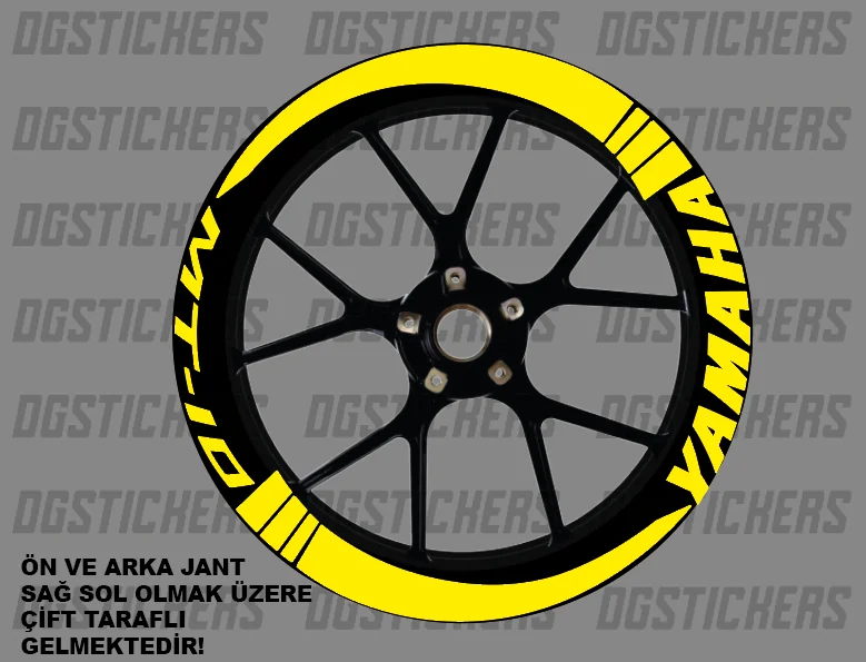 Yamaha MT-10 Standart Sarı jant sticker seti detay görseli 13