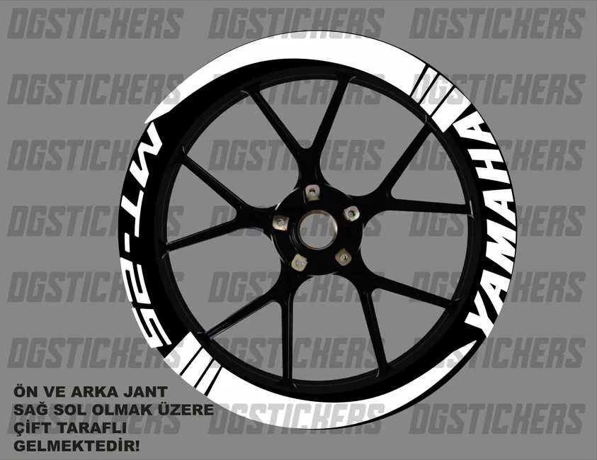 Yamaha MT-25 Standart Beyaz jant sticker seti