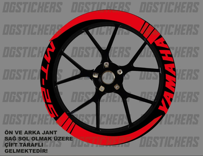 Yamaha MT-25 Standart Kırmızı jant sticker seti detay görseli 7