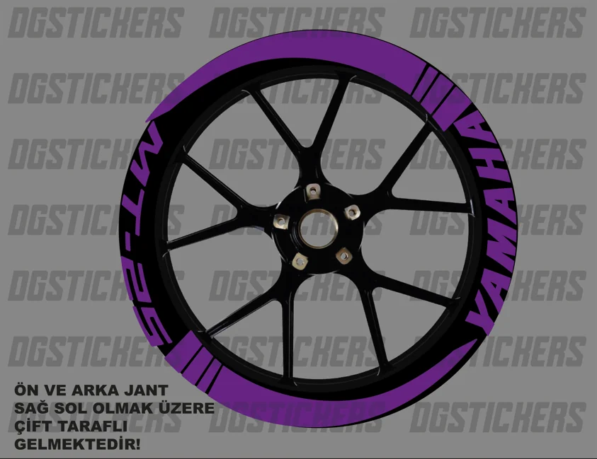 Yamaha MT-25 Standart Mor jant sticker seti detay görseli 9