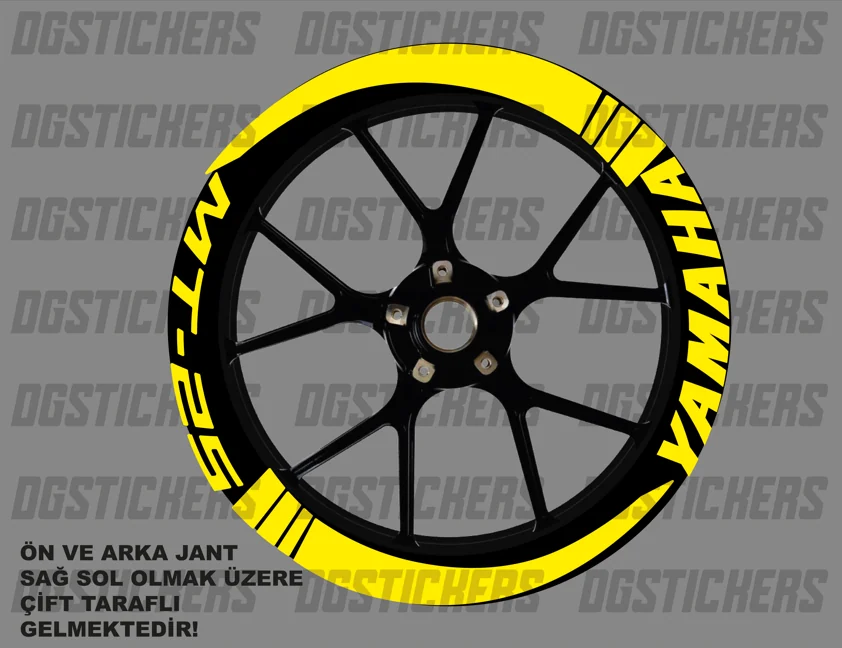 Yamaha MT-25 Standart Sarı jant sticker seti detay görseli 13