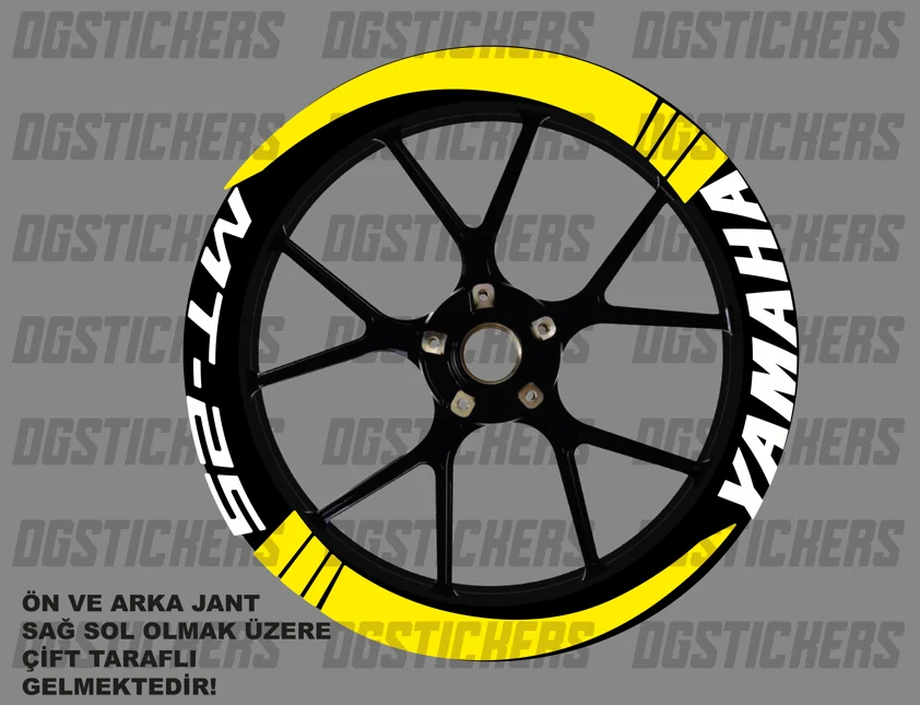 Yamaha MT-25 Standart Sarı-Beyaz jant sticker seti detay görseli 14