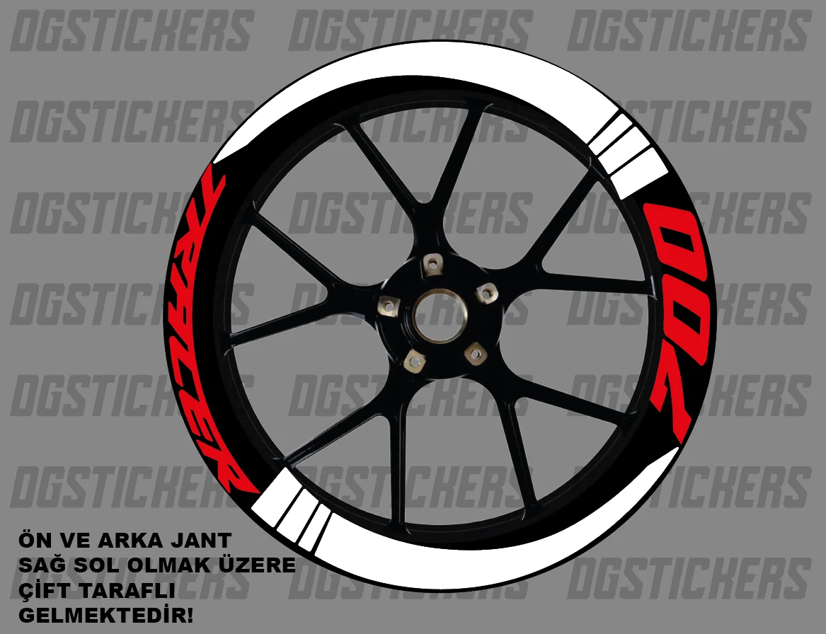 Yamaha Tracer 700 Standart Beyaz-Kırmızı jant sticker seti detay görseli 2