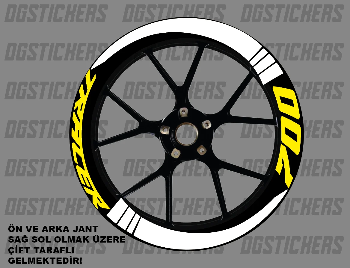 Yamaha Tracer 700 Standart Beyaz-Sarı jant sticker seti detay görseli 5