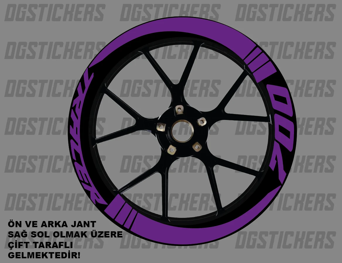 Yamaha Tracer 700 Standart Mor jant sticker seti detay görseli 9