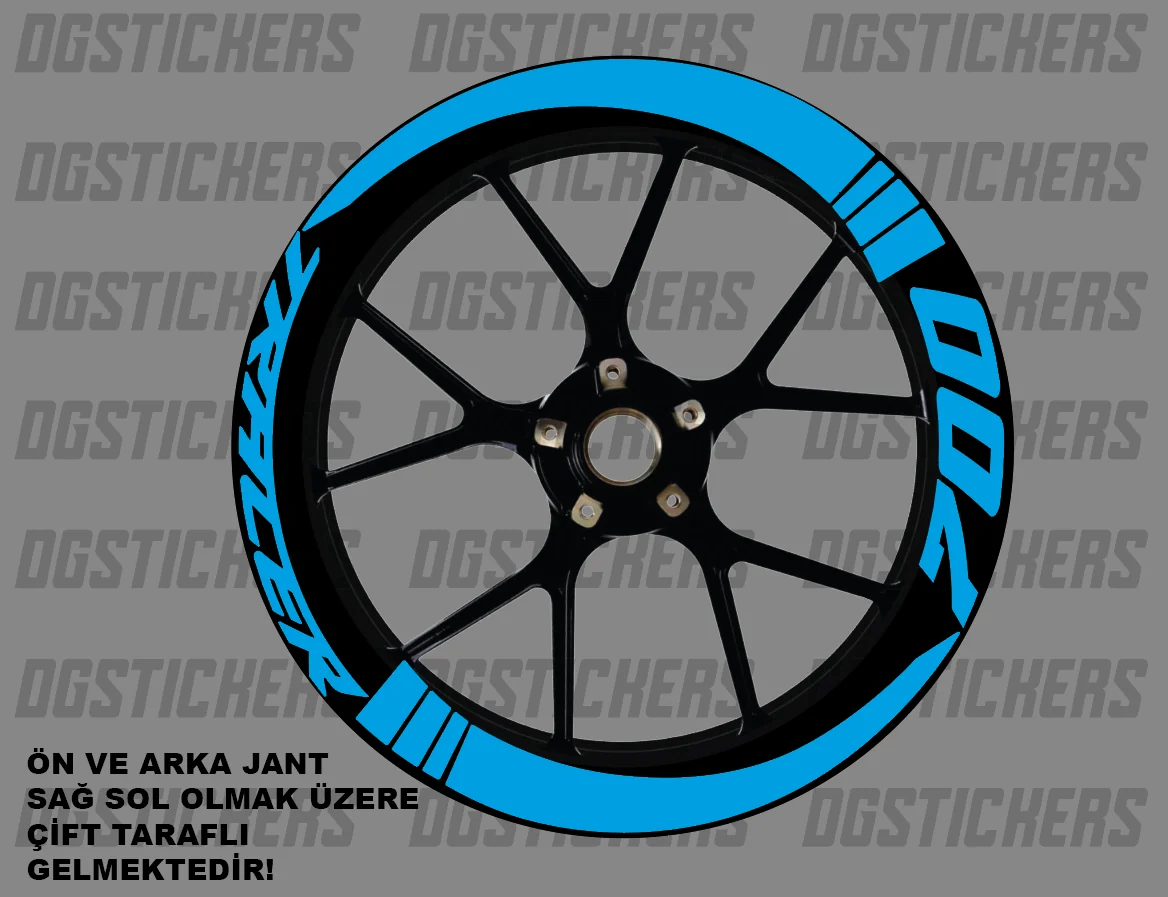 Yamaha Tracer 700 Standart Turkuaz jant sticker seti detay görseli 15