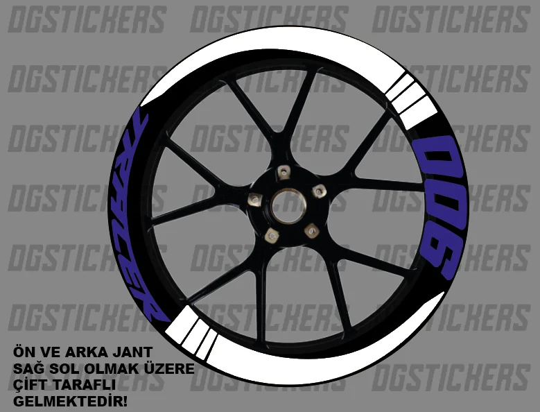 Yamaha Tracer 900 Standart Beyaz-Raceblue jant sticker seti detay görseli 4
