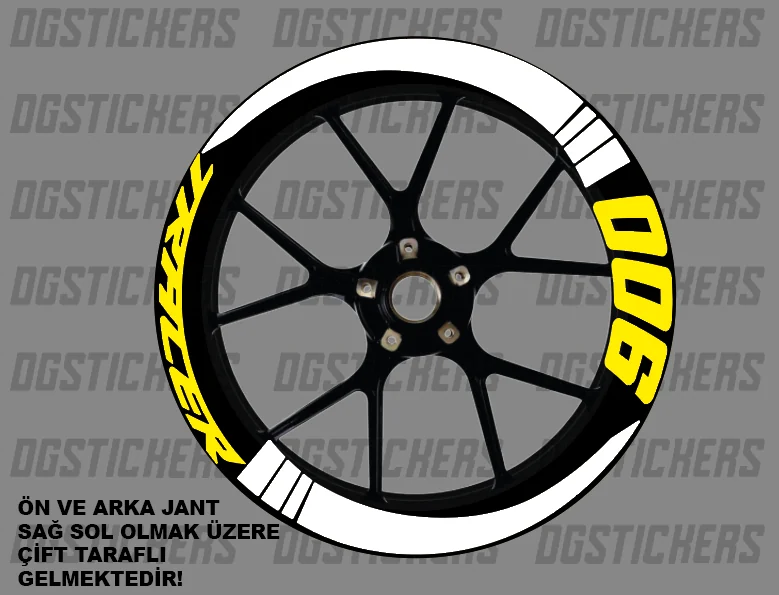 Yamaha Tracer 900 Standart Beyaz-Sarı jant sticker seti detay görseli 5
