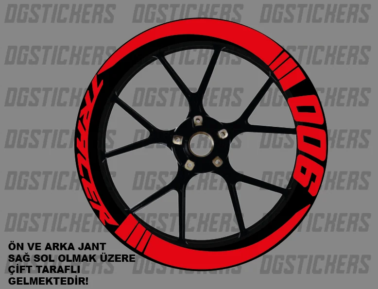 Yamaha Tracer 900 Standart Kırmızı jant sticker seti detay görseli 7