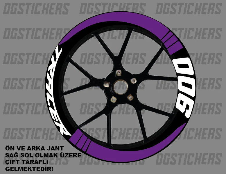 Yamaha Tracer 900 Standart Mor-Beyaz jant sticker seti detay görseli 10