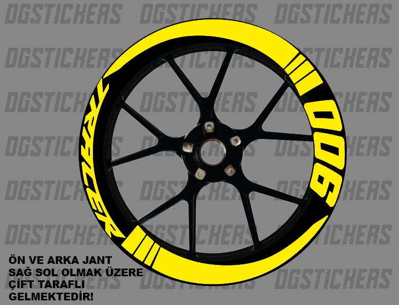 Yamaha Tracer 900 Standart Sarı jant sticker seti detay görseli 13