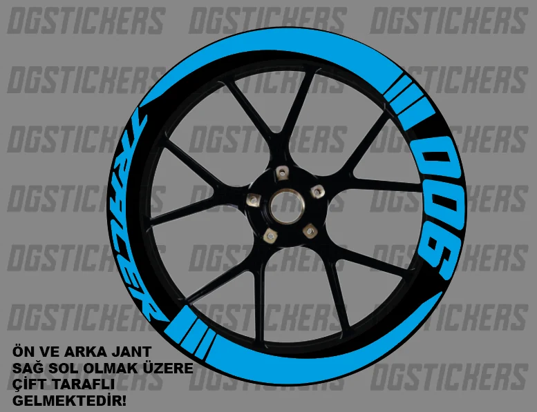 Yamaha Tracer 900 Standart Turkuaz jant sticker seti detay görseli 15