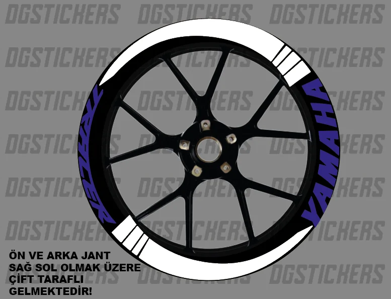 Yamaha Tracer Standart Beyaz-Raceblue jant sticker seti detay görseli 4