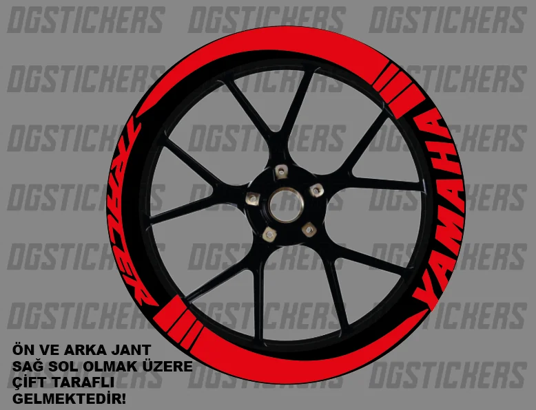 Yamaha Tracer Standart Kırmızı jant sticker seti detay görseli 7