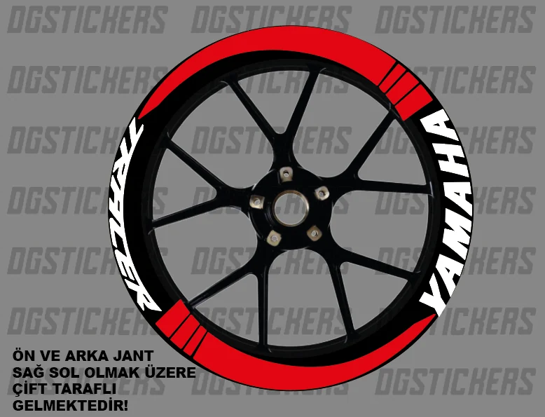 Yamaha Tracer Standart Kırmızı-Beyaz jant sticker seti detay görseli 8