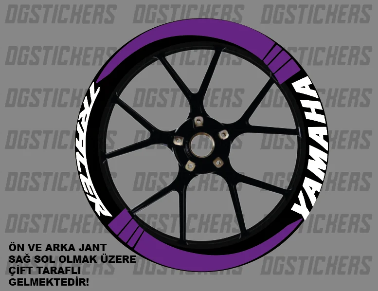 Yamaha Tracer Standart Mor-Beyaz jant sticker seti detay görseli 10