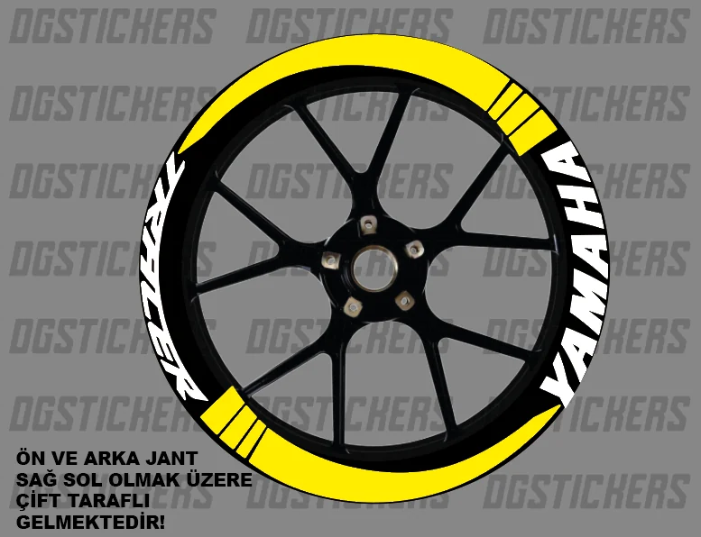 Yamaha Tracer Standart Sarı-Beyaz jant sticker seti detay görseli 14