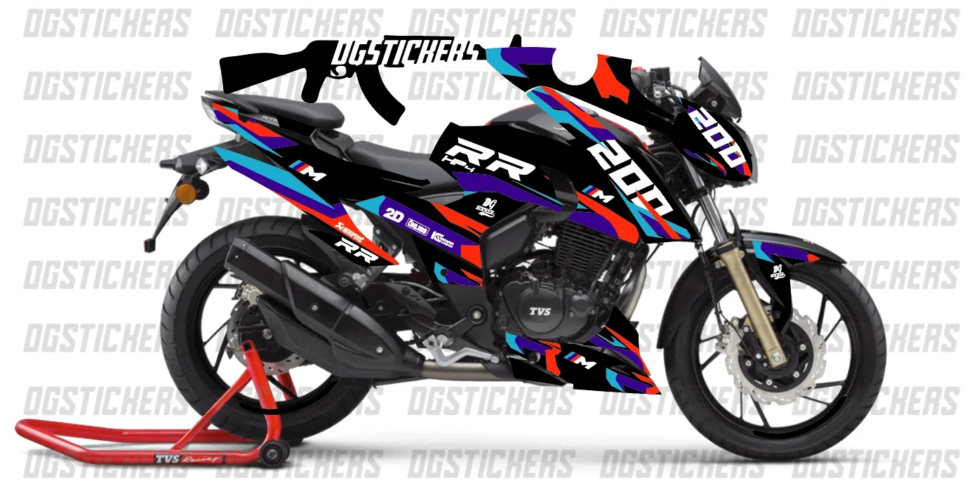 TVS RTR 200 2019-2026 RR Siyah kaplama seti detay görseli 3