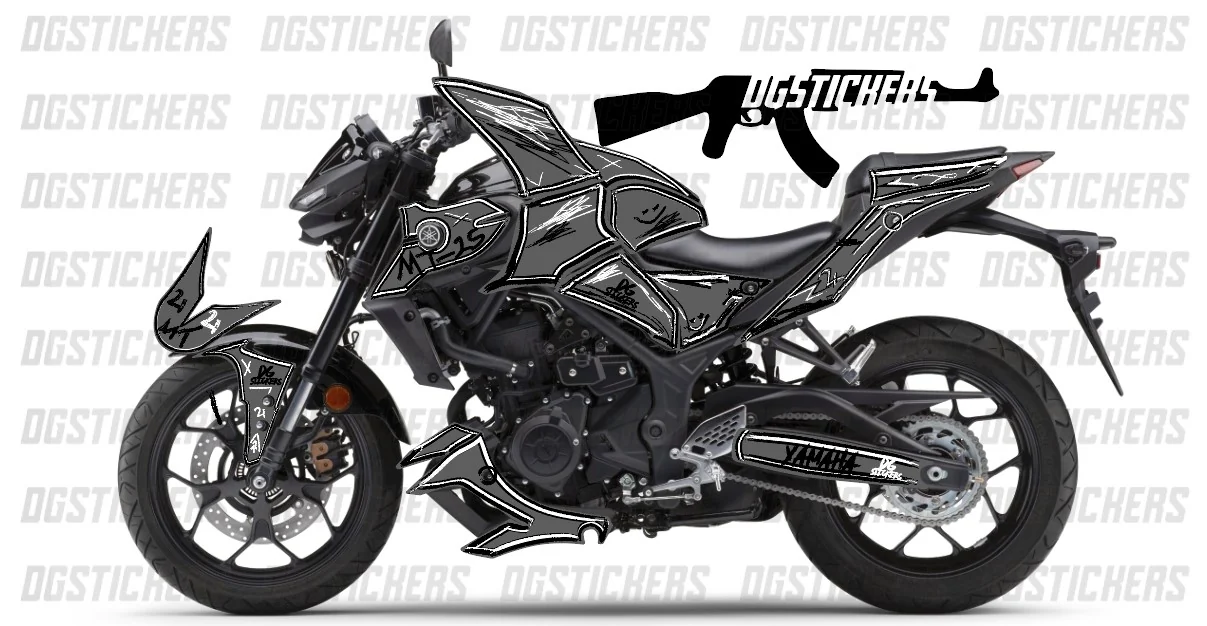 Yamaha MT-25 2020-2024 Cartoon Effect Gri kaplama seti