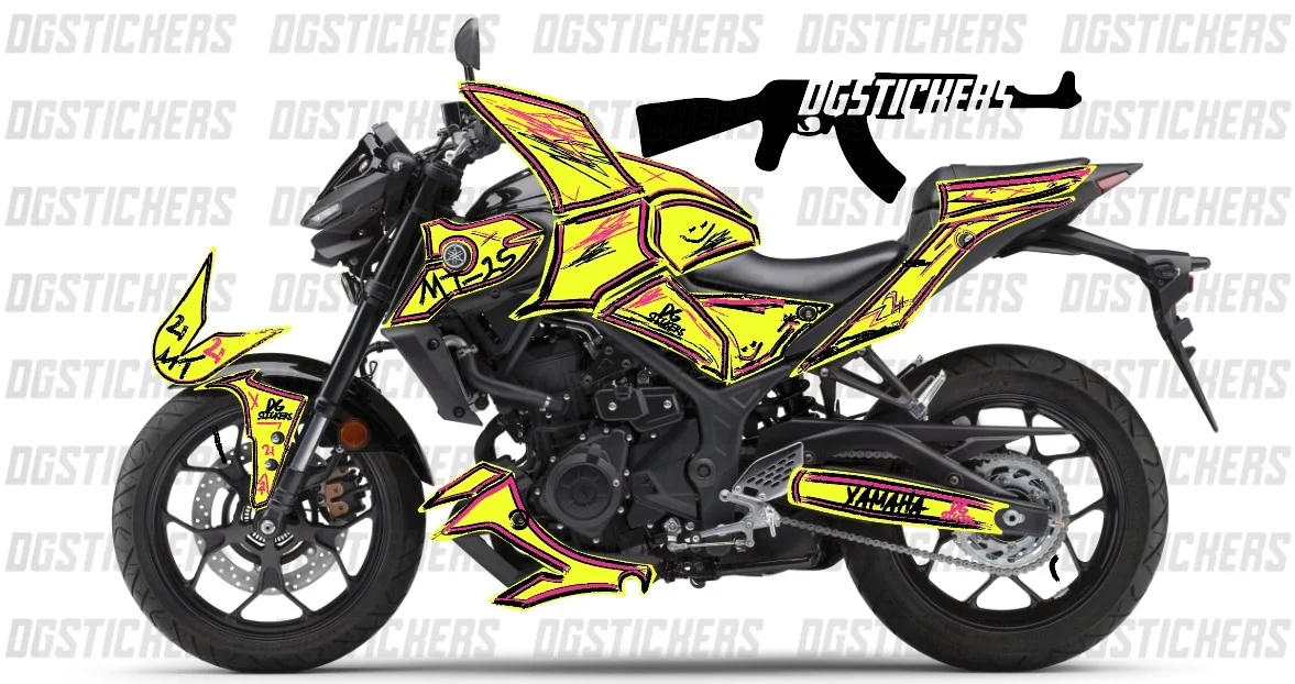 Yamaha MT-25 2020-2024 Cartoon Effect Sarı-Pembe kaplama seti detay görseli 4