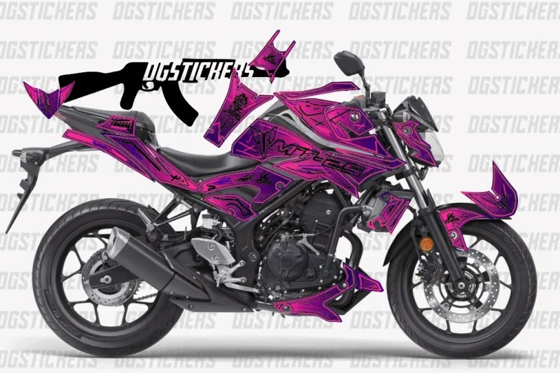 Yamaha MT-25 2015-2019 Cartoon Effect Degrade Mor-Pembe kaplama seti