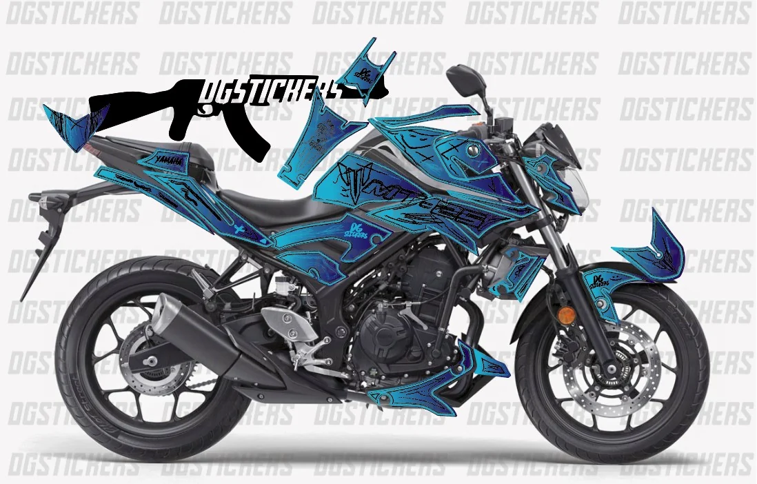 Yamaha MT-25 2015-2019 Cartoon Effect Degrade Raceblue kaplama seti detay görseli 2