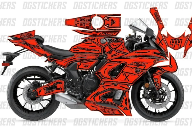 Yamaha R7 2022-2024 Cartoon Effect Kırmızı-Siyah kaplama seti